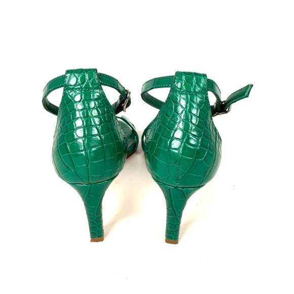 HERMES Joy 70 Special Order Green Shiny Mississippiensis Alligator Sandals 37 - Picture 7 of 13